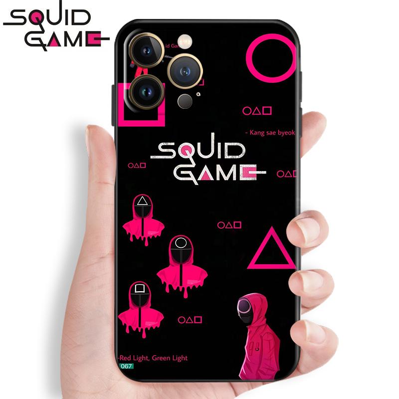 Чехол для телефона с изображением кальмара для Apple iPhone 13 12 11 Pro Mini X XR XS Max 5 5S 6 6S 7 8 Plus SE 2020, чехол из жидкого кремния с черной задней панелью