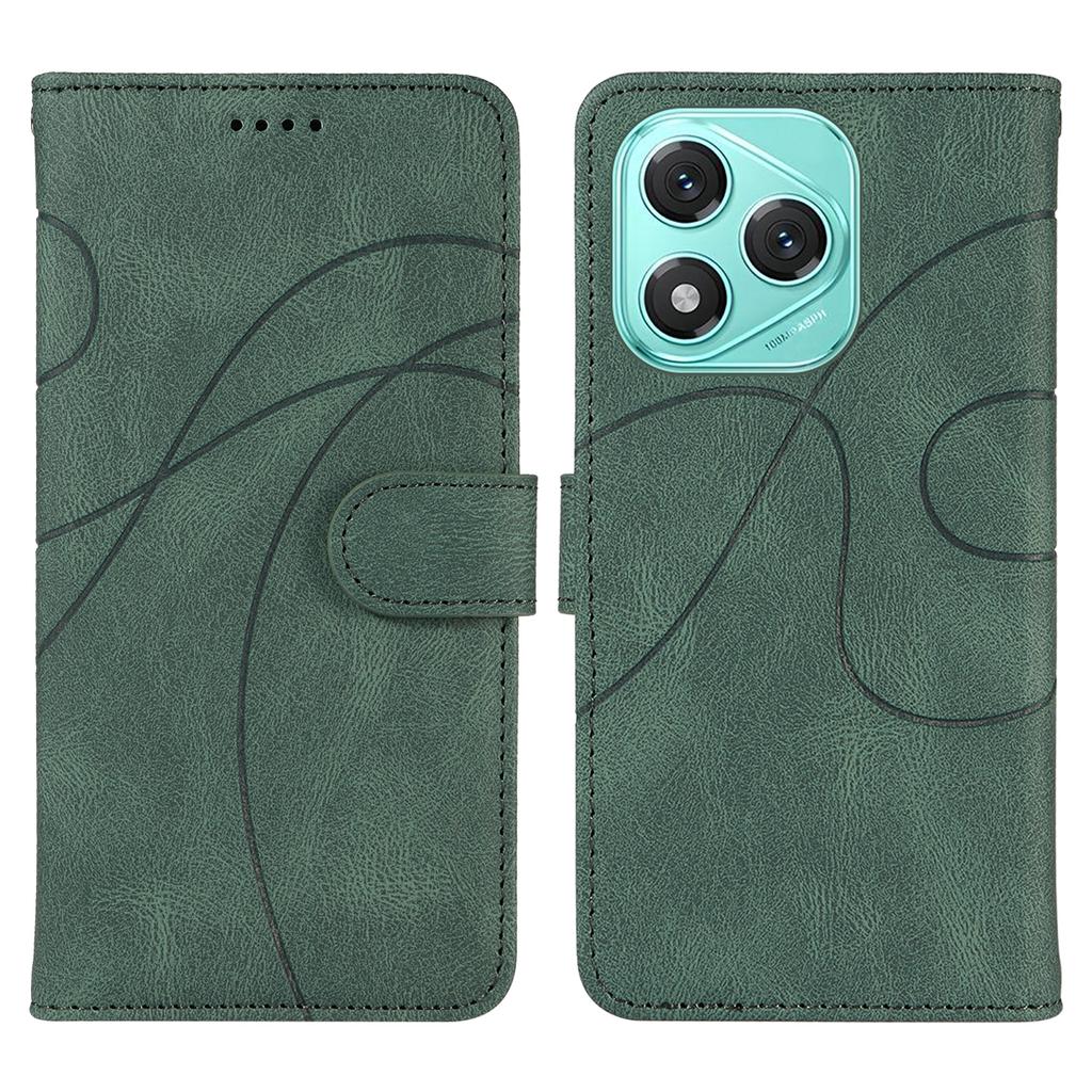 For Honor 400 Lite Wallet Case Leather Phone Cover Stand with Curved Line Design