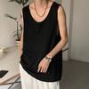 Мужской жилет без рукавов с круглым вырезом, однотонный жилет свободного кроя, повседневный спортивный топ, уличная одежда, повседневная одежда