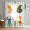 Watercolor Wild Animals Sheer Curtains For Living Room Modern Fashion Valance Curtains For Kitchen Tulle Curtains