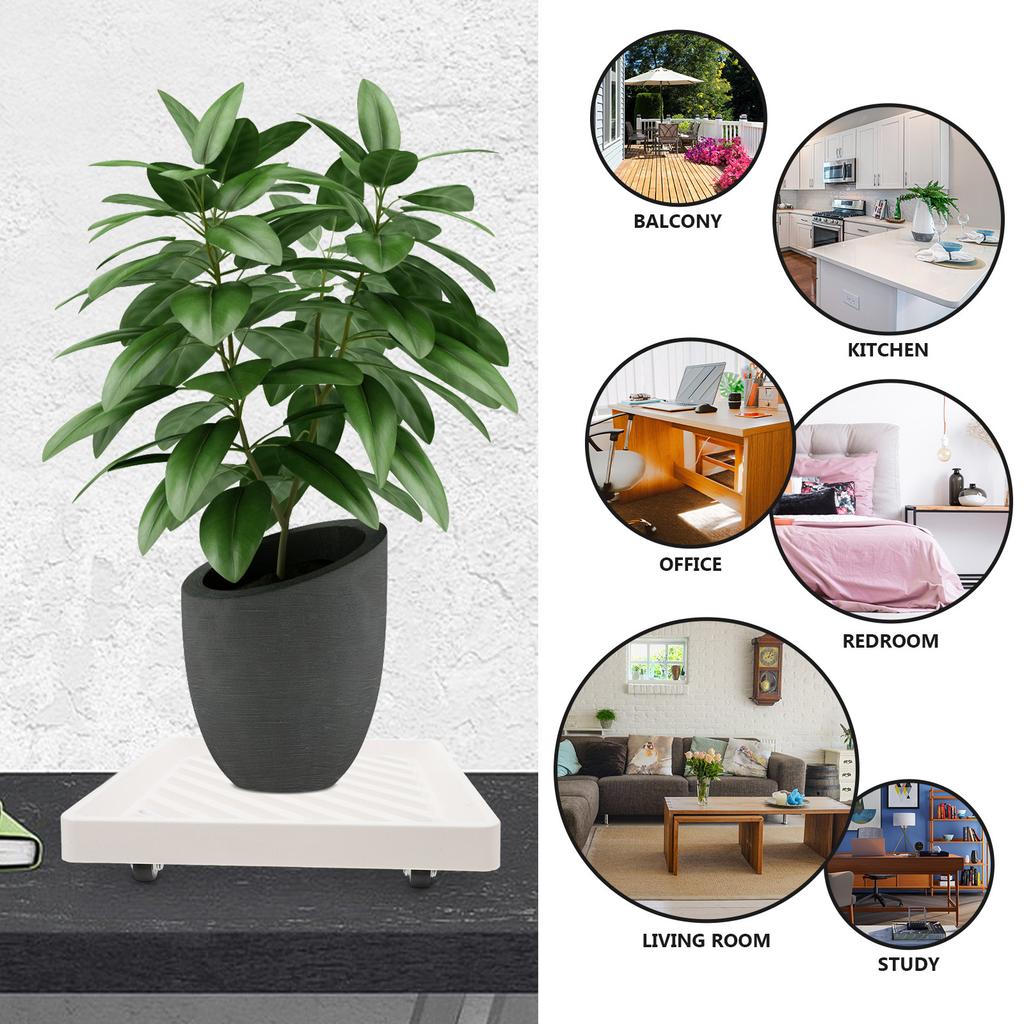 Square Plant Dolly Thickened Rolling Planter Base Heavy Duty Tray Movable Pot Pallet Stand Indoor Outdoor Garden with Hidden