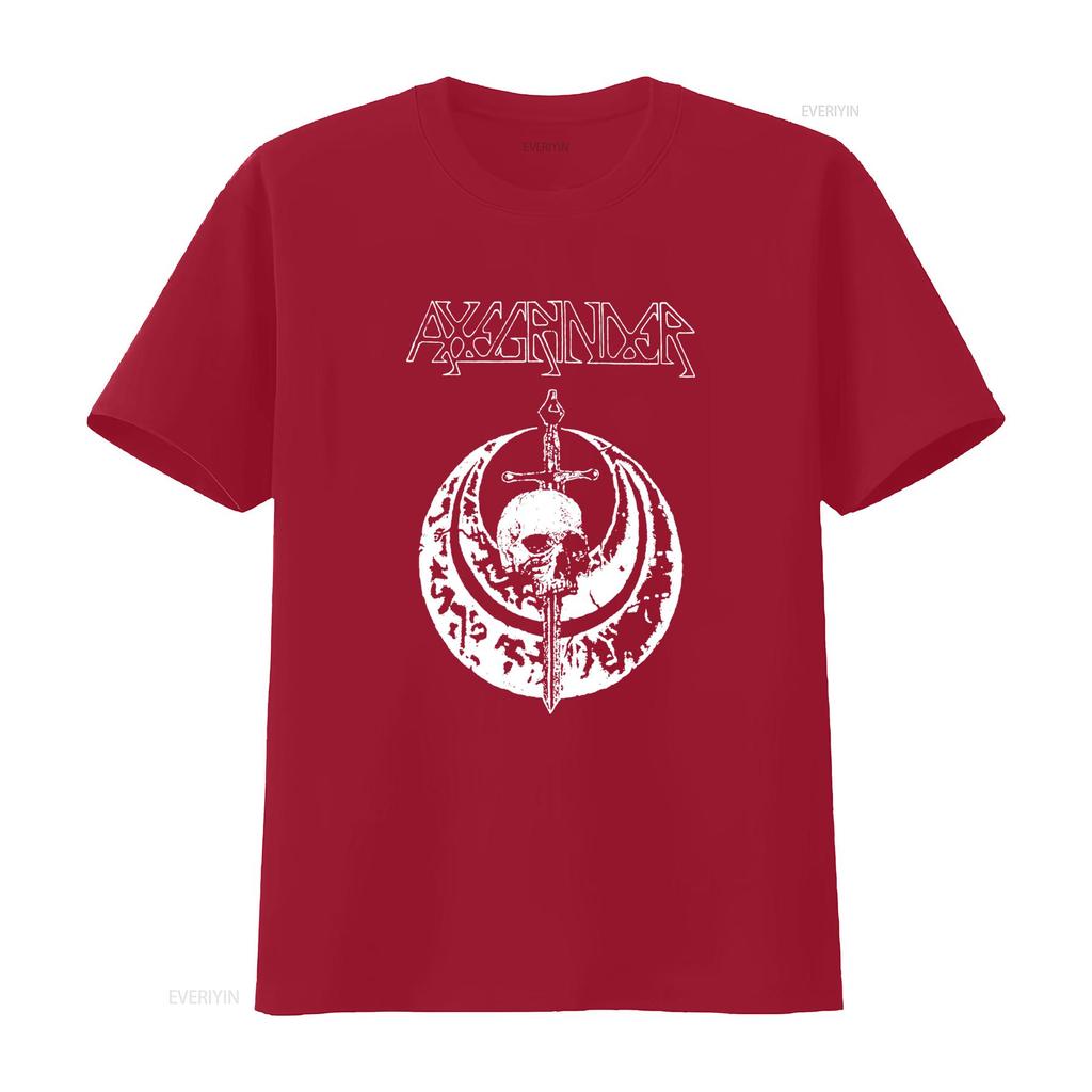 AXEGRINDER Skull Sword Print T Shirt Gothic Rock Punk Style vintage Washed Unisex graphic Slightly Versatile designer clothes