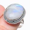 Подарочное кольцо из стерлингового серебра 925 пробы с натуральным радужным лунным камнем S.9 m1n89
