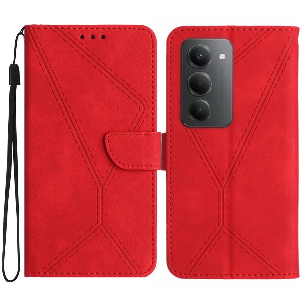For Xiaomi Redmi 15 5G Case Skin Touch Lines Imprinted PU Leather Flip Phone Cover