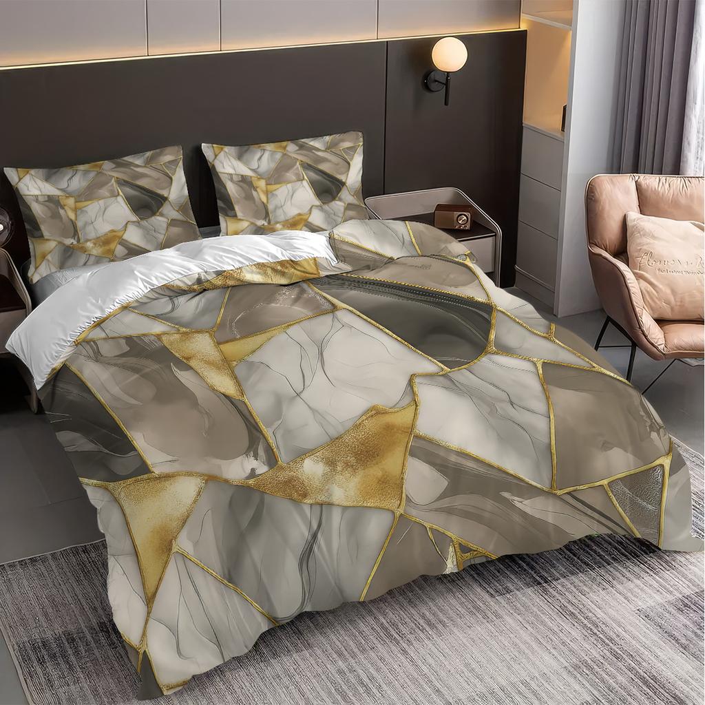 3 предмета Комплект постельного белья с принтом под мрамор без наполнителя Спальня Гостиная Общежитие Разные размеры Машинная стирка