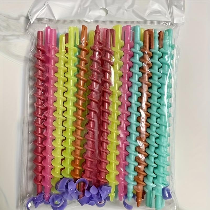 52pcs Mixed Color Spiral Hair Curling Rods - Heat-Resistant Barrels for Salon & Home Use, Durable Plastic Waves & Curls Styling Tools for Women