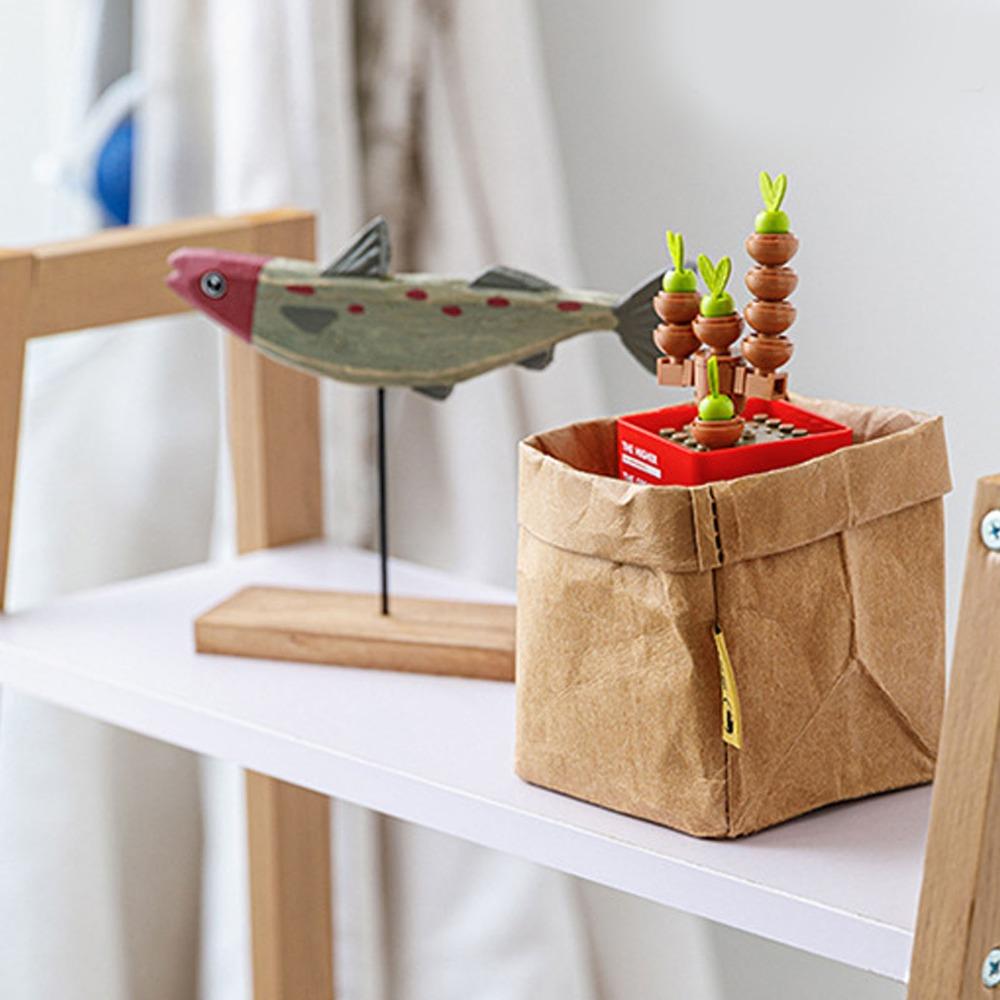 Washable Kraft Paper Bag Waterproof Washed Kraft Paper Snacks Bags Food Storage Bag  Food Storage