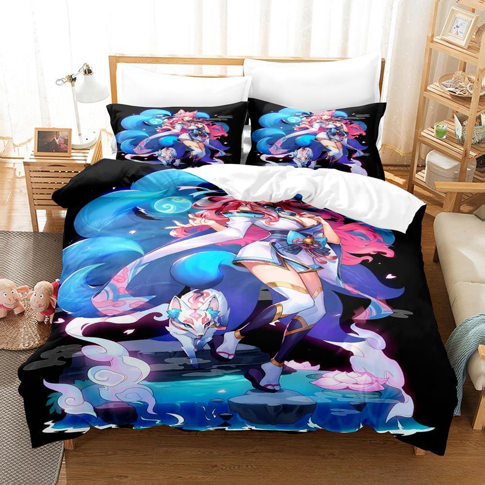 Комплект постельного белья League of Legends Spirit Blossom Ahri Single Twin Full Queen King Size Bed Set Adult Kid Bedroom Duvet cover Sets