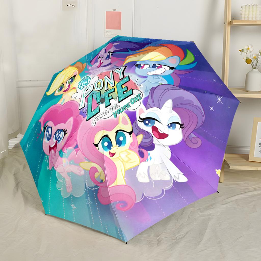 My Little Pony Friendship Portable Automatic Umbrella Folding Umbrella with 8 Ribs Sturdy Construction All-Season Use Fashion Lovers Gift