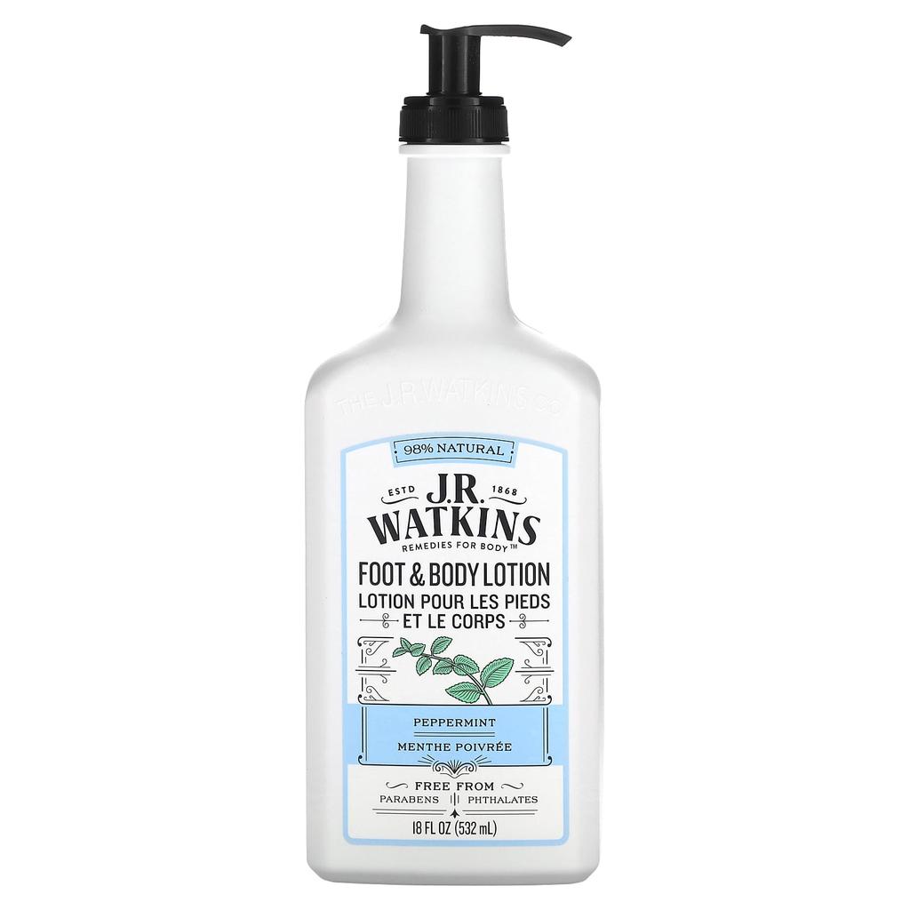 J R Watkins Foot & Body Lotion, Peppermint, 18 Fl Oz (532 Ml)