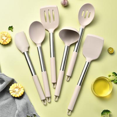 Силиконовая кухонная утварь Лопатка с антипригарным покрытием Посуда для готовки Половник Лопатка для супа Набор кухонных принадлежностей