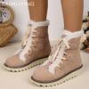 Меховые балетки женские зимние ботильоны замшевые повседневные туфли на шнуровке короткие плюшевые хлопковые ботинки 2025 тренд зимние теплые нескользящие ботинки женские