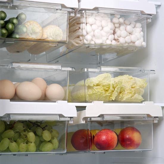 Выдвижной ящик для холодильника, органайзер, ящик для хранения, большая вместимость, простая установка, прозрачный холодильник