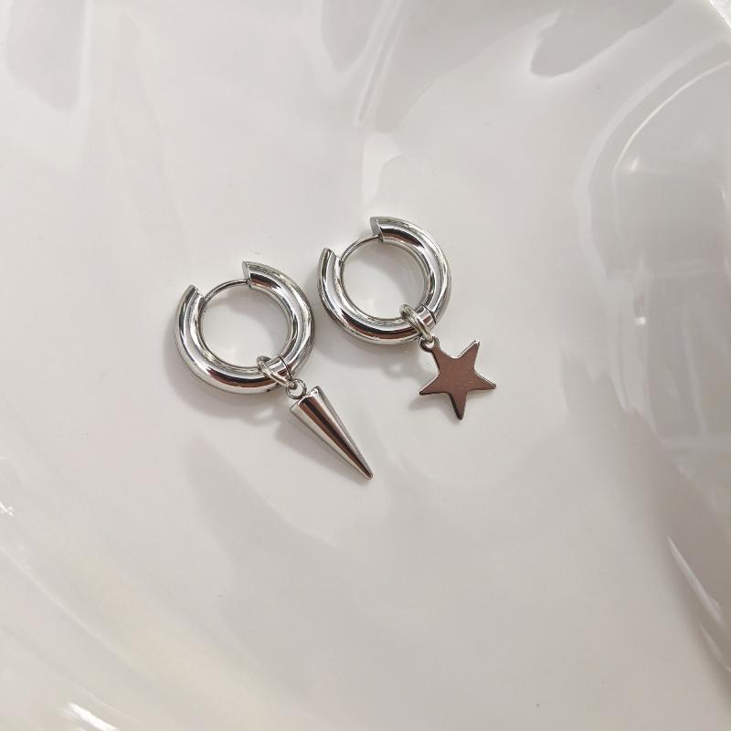 Модные асимметричные серьги-подвески в виде сердца и звезды для женщин, простые геометрические круглые серьги-кольца, ювелирные аксессуары, подарок