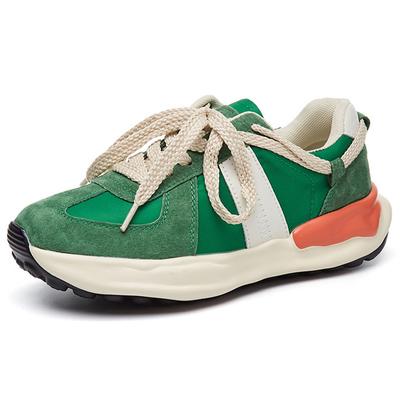 2024 Повседневные кроссовки женские из натуральной кожи в стиле пэчворк, разноцветные, на шнуровке, женская спортивная обувь на платформе, теннисные туфли женские