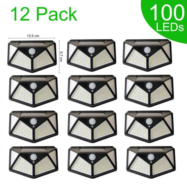 1-12 ШТ. 100 Светодиодный Настенный Светильник На Солнечной Энергии 3 Режима Датчик Движения Водонепроницаемая Лампа Открытый Солнечные Фонари Сад Уличный Фонарь Украшения