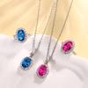 Jewelry Copper Bottom Gold-Plated Simulation Blue Spinel Red Corundum Simple Set Heroine Stone 8 * 12