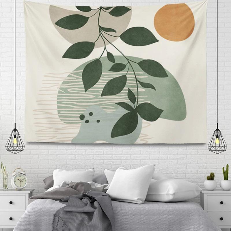Nordic Plant Pattern Tapestry Aesthetic Home Room Decoration Bohemian Hanging Large Cloth Autumn Simple Bedroom Carpet