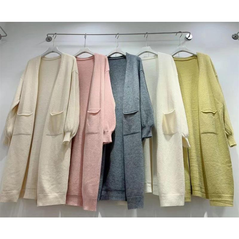 Весенне-осенний женский свитер, кардиган, топы, ленивая мягкая вязаная куртка-кардиган, свободный свитер средней длины