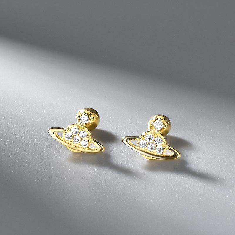 Большие инкрустированные цирконием простые маленькие Сатурновые гвозди для ушей модные винты для сна без удаления ушей ювелирные изделия