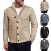 Men's Solid-Color Slim-Fit Thickened Cable-Knit New Cardigan Coat