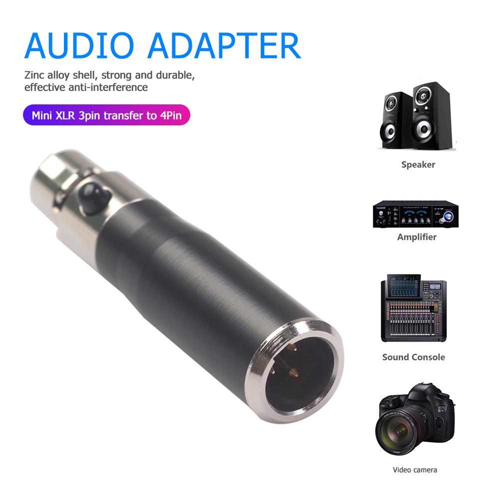 Mini XLR 3 4 Pin Female Mini Connector Audio Adapter Audio Connector Adapter Gold-plated Microphone Audio Equipment