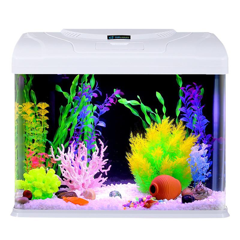 2024 Настольный прямоугольный стеклянный аквариум - Экологичный, Легкая смена воды, Идеально подходит для гостиной и маленьких золотых рыбок