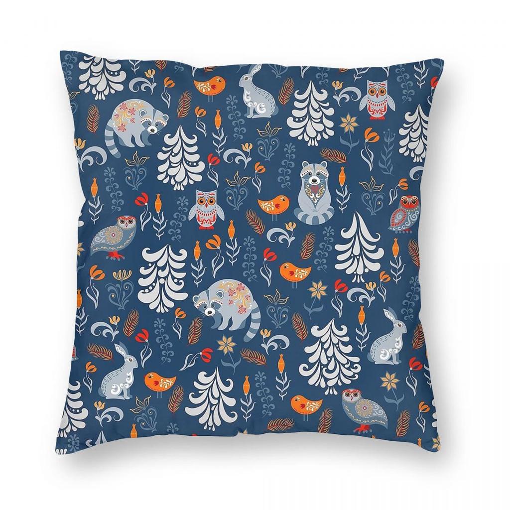 Fairy Forest Raccoons Owls Bunnies Pillowcase Polyester Linen Velvet Pattern Zip Decorative Throw Pillow Case Room Cushion Case