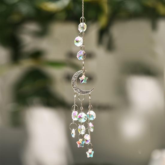 Star Sun Catcher Faux Crystal Prism Rainbow Maker Stars And Moon Colorful Hanging Suncatcher for Window Home Garden Decoration