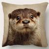 1pc Otter-Shaped Plush Pillow Case Suitable for - Cute Otter Animal Bedspread Cover with Zipper Closure, Single-Sided Print, Soft Plush Texture, Machi