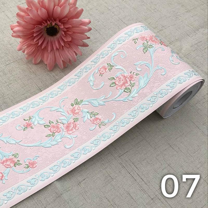 5M ПВХ самоклеящиеся наклейки на плинтус, цветочные наклейки на талию, водонепроницаемые 3D настенные бордюры для ванной комнаты, декор