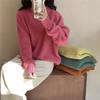 Autumn Winter Simplicity Casual  Women Sweater Lazy Wind Solid O-Neck Loose Long Sleeve Pullovers Knitted Tops