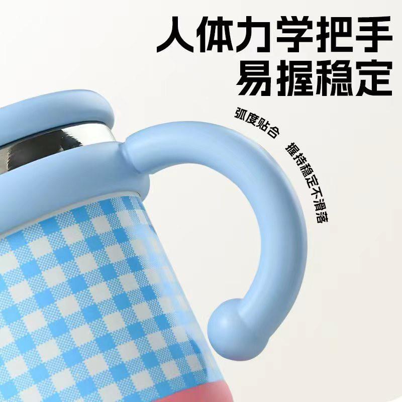 Kids Insulated Stainless Steel Water Bottle With Handle Straw 600ml Cartoon Design School Travel