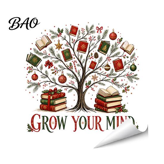 Large Tree Wall Stickers Grow Your Mind Decal, Fall Halloween Christmas Reading Themed Decals for Classroom Sticker, Inspirational Educational