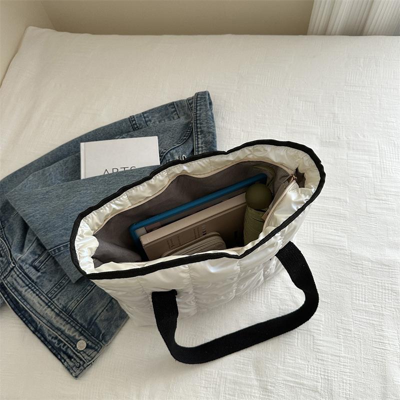 Женские сумки-тоут большой вместимости, стеганые, однотонные, из хлопка с подкладкой, ромбовидные, портативные, для отдыха и путешествий