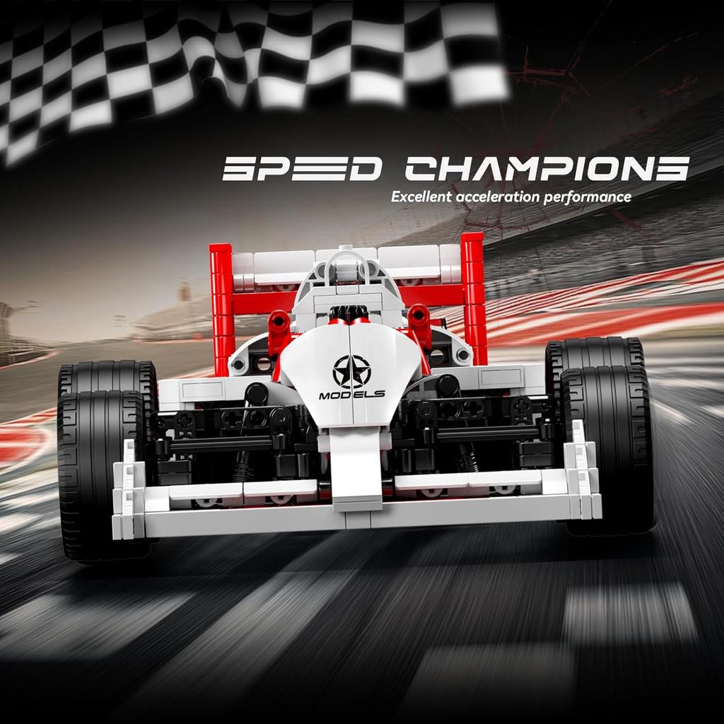 MOULD KING 10132 Модель гоночного автомобиля Формулы-1 1:10 суперспортивных конструкторских блоков для сборки спортивных автомобилей с зажимами (1524 детали)