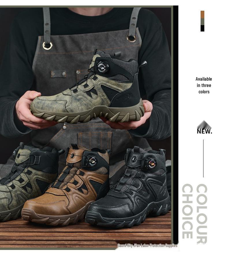 Cross-Border Steel Toe Safety Shoes: High-Top, Anti-Smash, Puncture-Resistant, Wear-Resistant, Soft Sole, Comfortable Fit.
