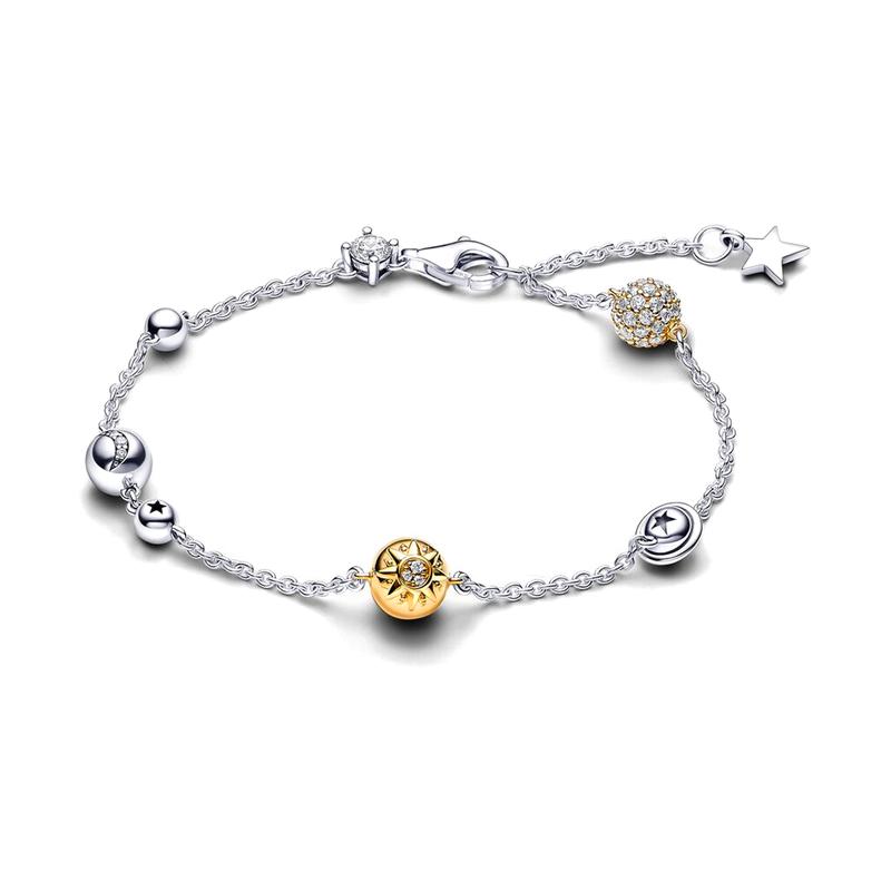 Pandora Shining Solar System Chain Pentagram Decorated Bracelet Women's Silver 562838C01