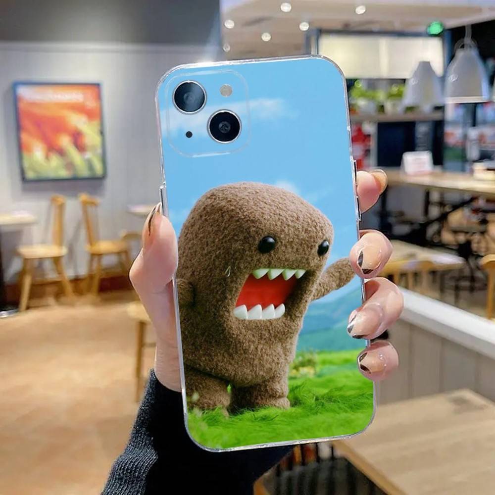Милый чехол для телефона Domo-kun для iPhone 16,15,14,13,12,11 Pro,Max,Plus,X,XS,XR,SE,Mini Прозрачный Силиконовый Мягкий