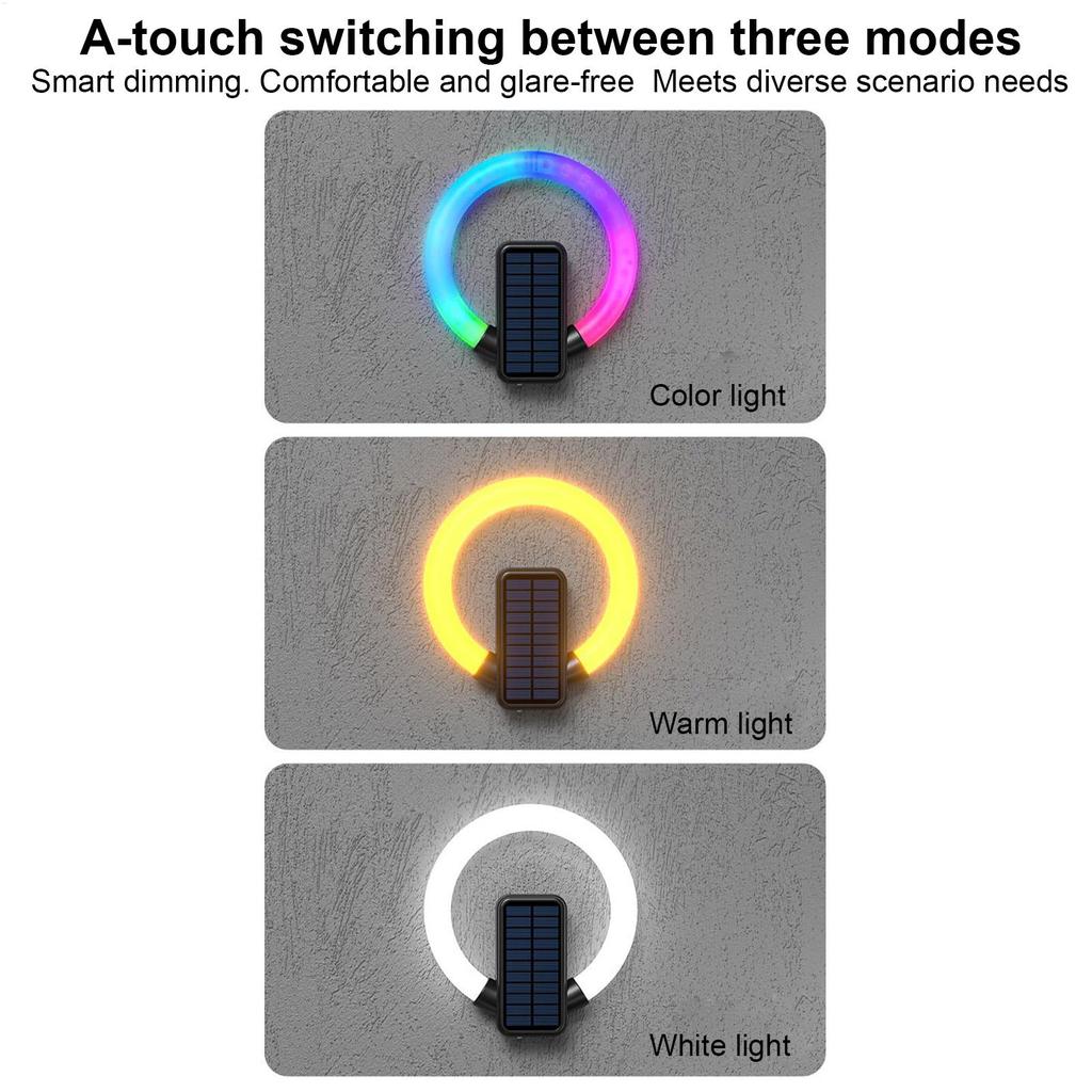 Solar Lights For Outside LED Wall-Mounted Lamp Patio Fence Lamp With Warm White Modes For Patio Backyard Porch Garage Yard Pool