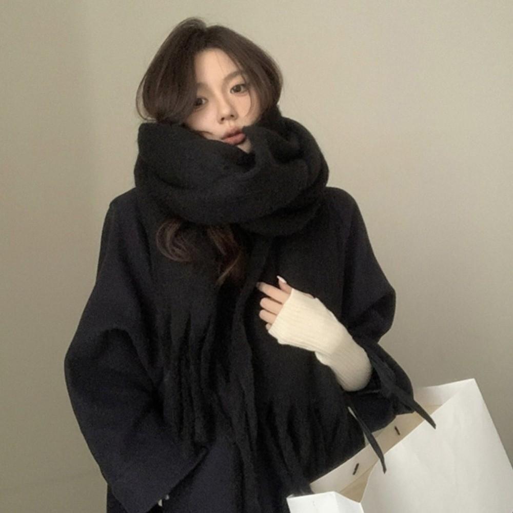 Tassel Wool Scarf Plush Long Shawl Retro Winter Cashmere Scarves Student