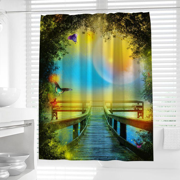 JINRUN Bathroom Thickened Waterproof Curtain Mildew Proof Shower Curtain Shower Partition Curtain Shower Curtain Bathroom Curtain Free Perforation