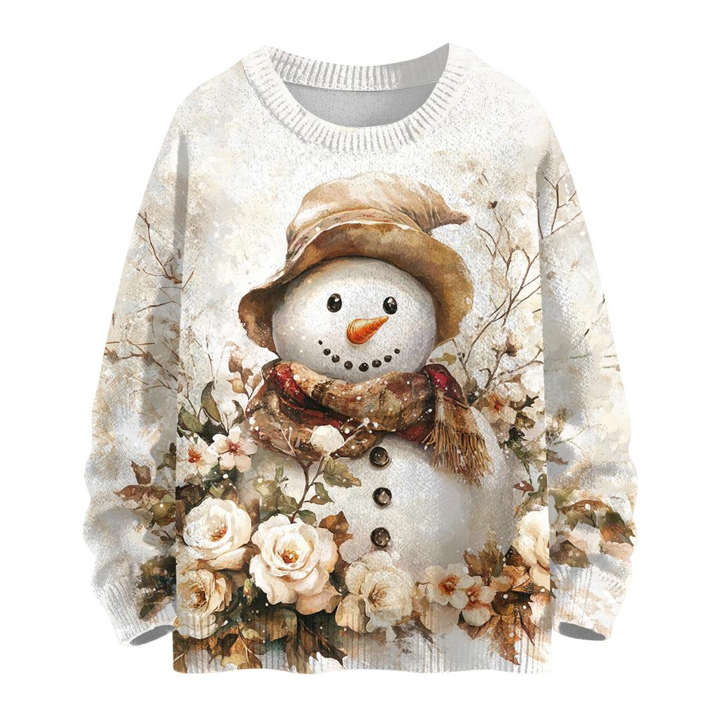 Women's Casual Long Sleeve Woolen Christmas Sweatshirt Fall  Vacation Long Sleeve Pullover