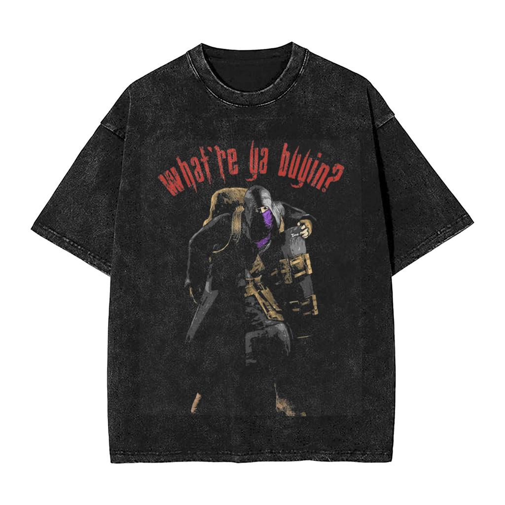 Washed T Shirts Residents Evils 4 Merchant Hip Hop Fashion T-Shirts Oversize Streetwear Cotton Tops Tee Shirt Men Women