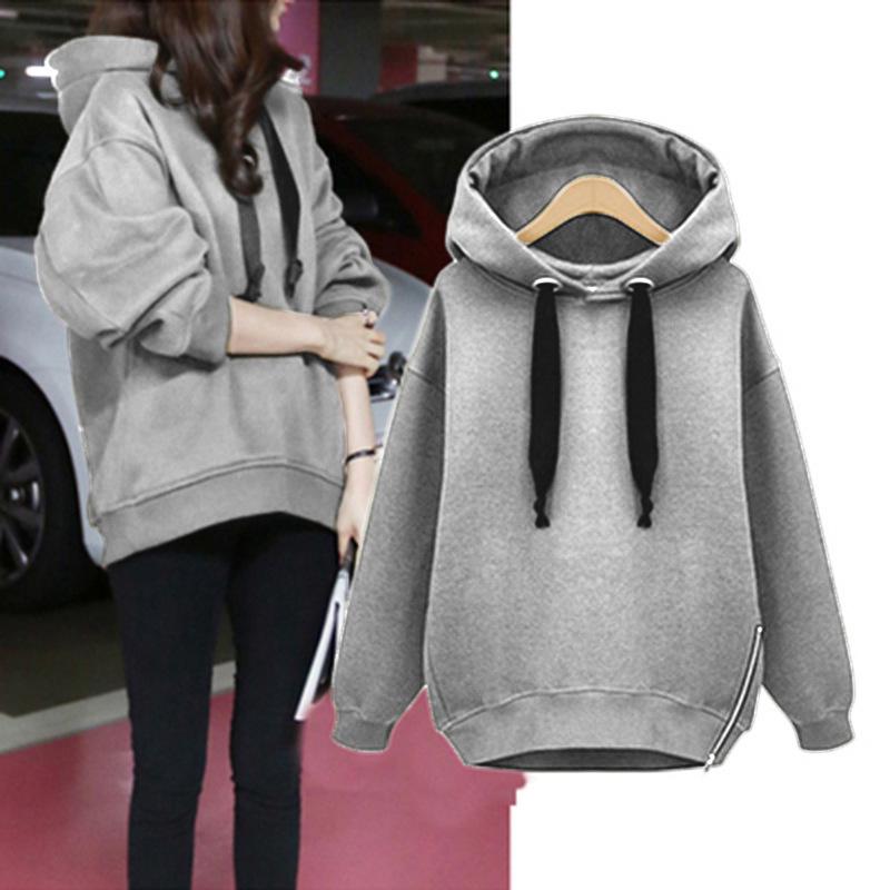 Женский флисовый худи с капюшоном и длинным рукавом свободного кроя в корейском стиле на осень/зиму 2023