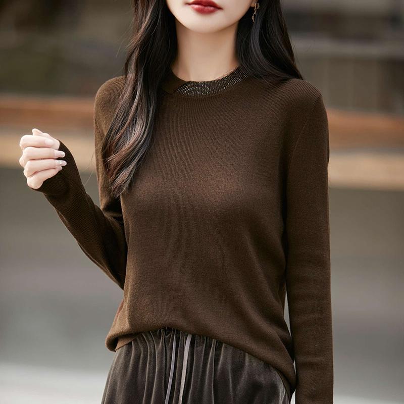 Женский кашемировый свитер Qinghe кашемир 50% шерсть 50% шелк Женский осенне-зимний кашемировый свитер мягкий и теплый