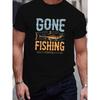 Европейские размеры Gone Fishing Винтажный стиль Мужская повседневная футболка с круглым вырезом и коротким рукавом для лета