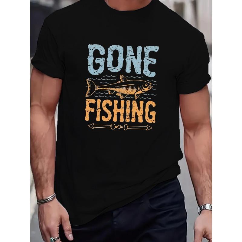 Европейские размеры Gone Fishing Винтажный стиль Мужская повседневная футболка с круглым вырезом и коротким рукавом для лета