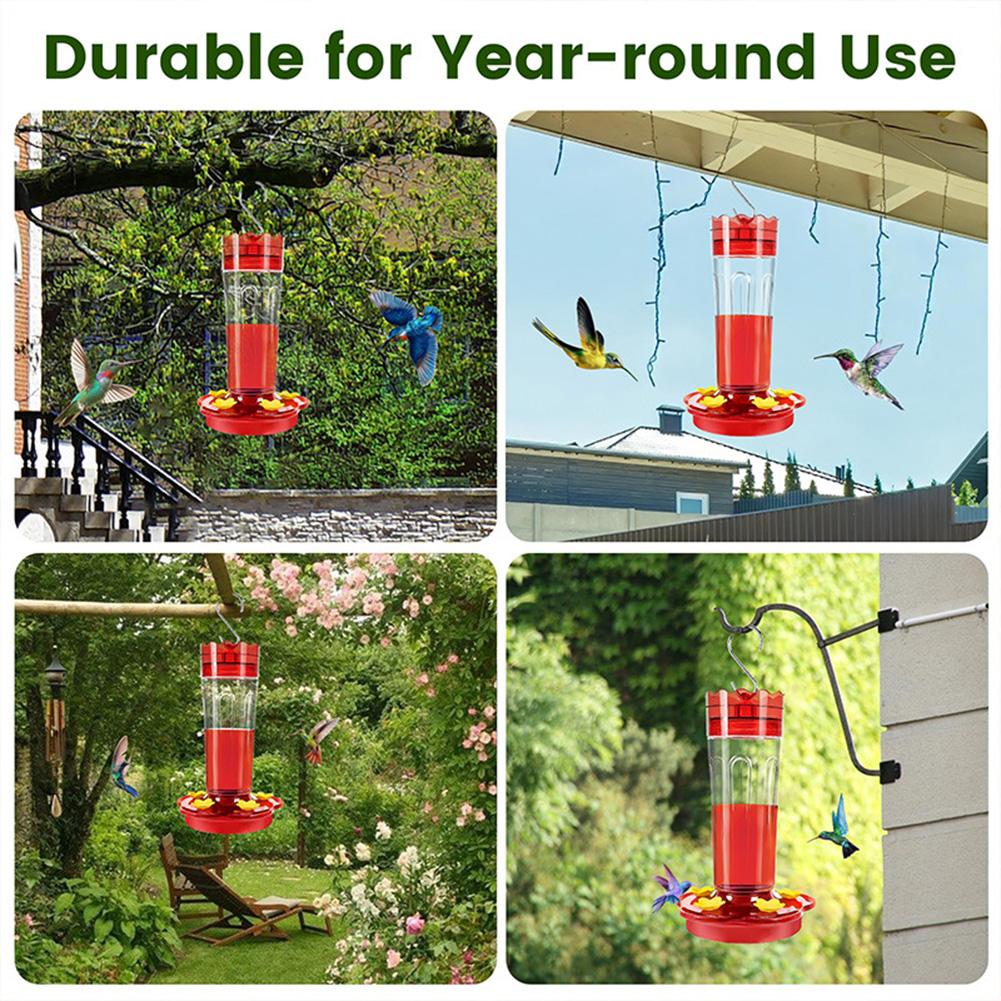 Plastic Hummingbird Feeder with Hook Hanging Hummingbird Feeder Leak Proof Bird Food Dispenser for Indoor Backyard Patio Decor