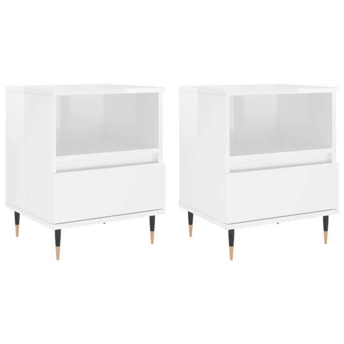Table de chevet - Maison Exclusive - blanc brillant - lot 2 pièces - 40x35x50 cm